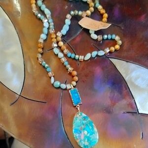 Lola Artisan Turquoise Looking Pendant Necklace